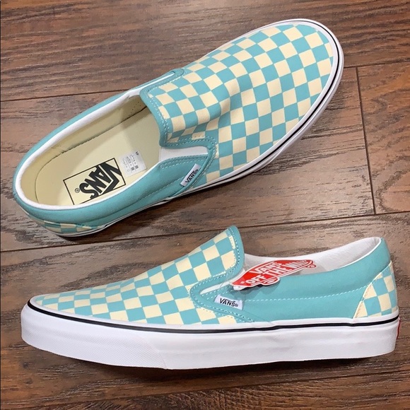 VANS CLASSIC SLIP-ON CHECKERBOARD Aqua Haze/ men’s - Picture 10 of 16